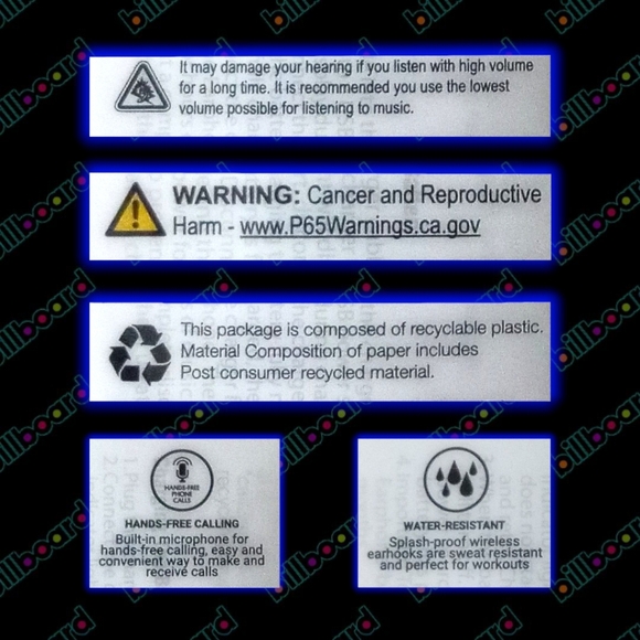 Billboard Wireless Earhooks with Controls & Mic | Blue (Model BB2426) Bluetooth - Picture 6 of 7